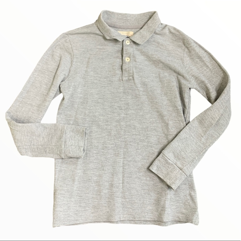 ZARA Kids Grey Long Sleeve Pique Knit Collared Polo Shirt Size 9-10